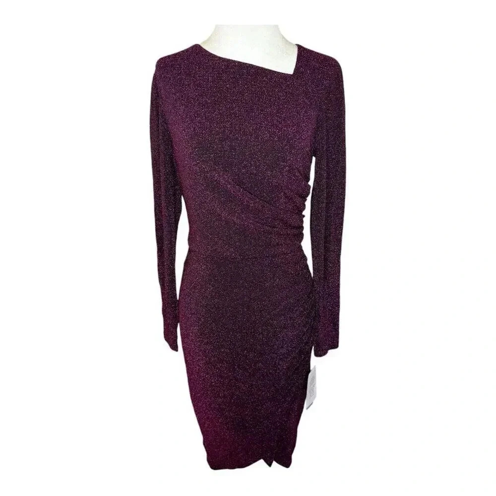 NEW London Times For Maggy London Dovana Magenta Sparkle Lurex‎ Dress Size 4 NWT